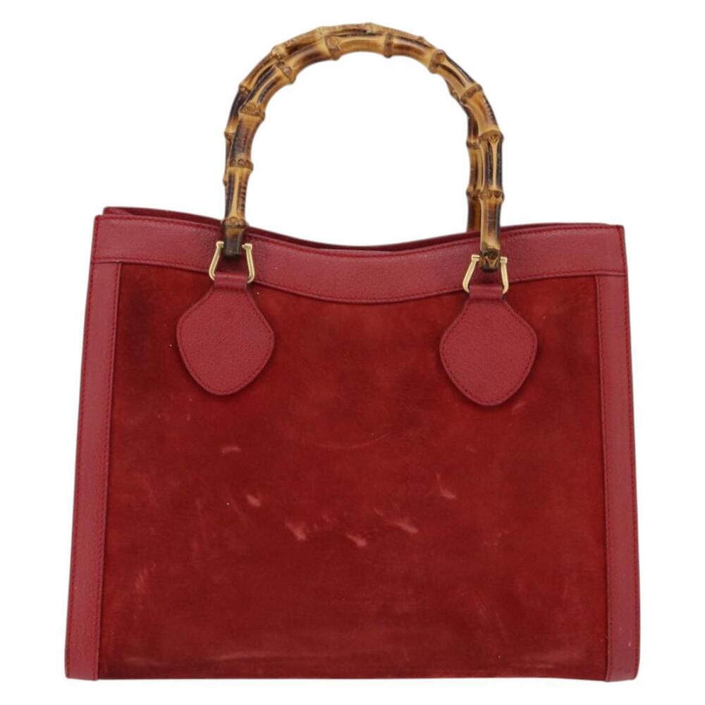 GUCCI Bamboo Hand Bag Leather Suede Red Gold 002 0260 2615 Auth 148239 - Picture 2 of 16
